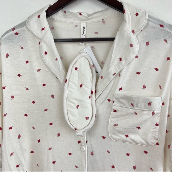 PacSun L.A Hearts Flower Print Eye Mask Pajama Top Set Women’s Size S - Picture 6 of 12